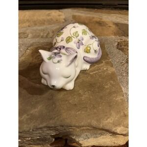 Sleeping Cat - Andrea By Sadek Floral Figurine - Very Detailed On All Angles